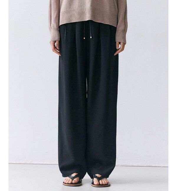 BEIGE,「【人気シリーズ】RUE / ドライタッチイージーセミワイドパンツ」|その他|Black