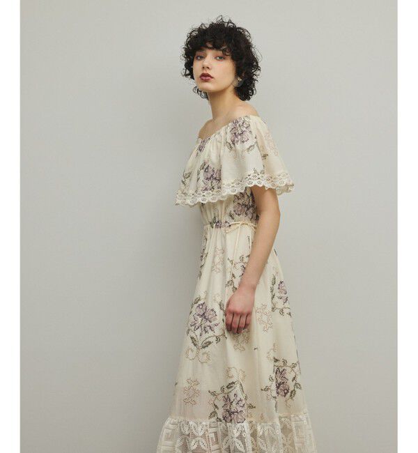 GRACE CONTINENTAL「レースコンビクロスステッチワンピース」|ワンピース|