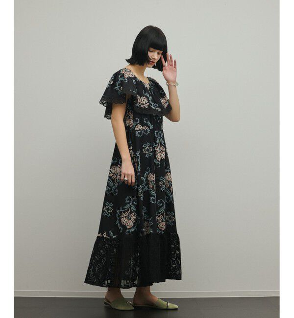GRACE CONTINENTAL「レースコンビクロスステッチワンピース」|ワンピース|