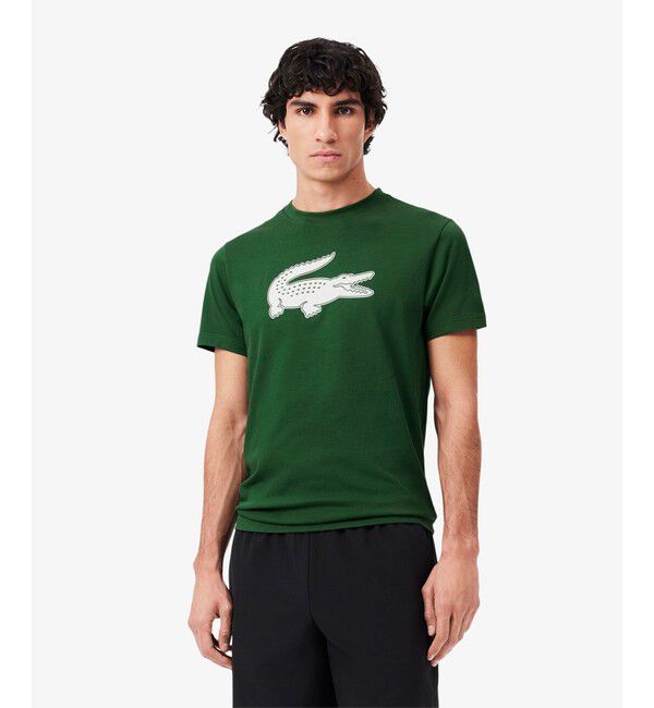 LACOSTE「コットンブレンドウルトラドライロゴプリント半袖Tシャツ」|Tシャツ・カットソー|グリーン系その他