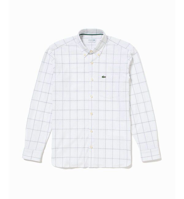 LACOSTE「2WAYストレッチ ウインドウペンチェックボタンダウンシャツ」|シャツ・ブラウス|ホワイト