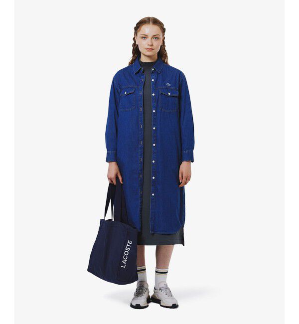 LACOSTE「ロングデニムシャツドレス / シャツワンピース ウエストベルト付き」|ワンピース|