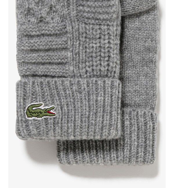 LACOSTE「アラン柄ブレンドウールニットグローブ」|手袋|