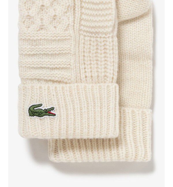 LACOSTE「アラン柄ブレンドウールニットグローブ」|手袋|