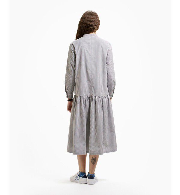 LACOSTE「バンドカラーロングシャツドレス / ストライプシャツワンピース」|ワンピース|