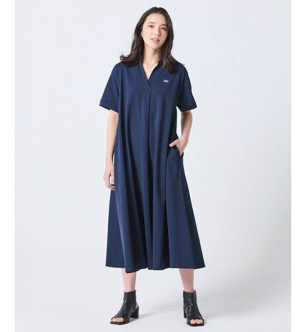 LACOSTE「スキッパーネックポロドレス / マキシ丈フレアワンピース」|ワンピース|