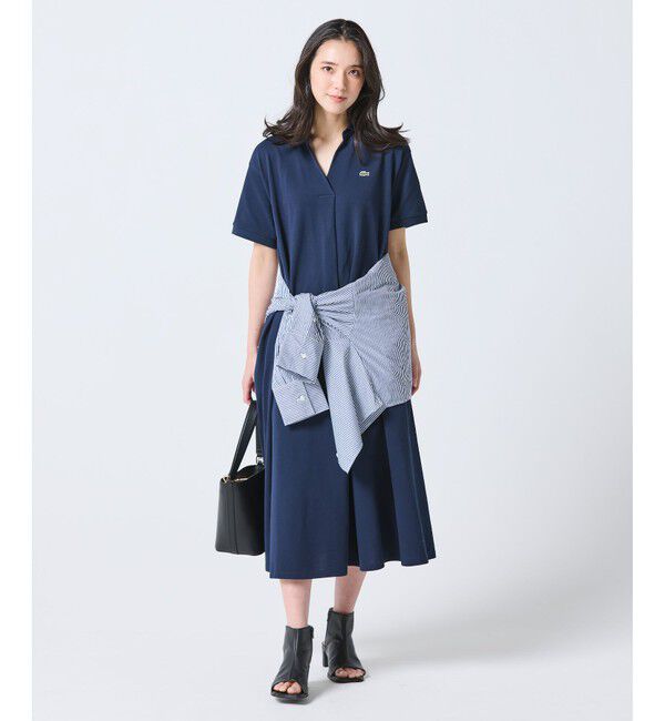 LACOSTE「スキッパーネックポロドレス / マキシ丈フレアワンピース」|ワンピース|