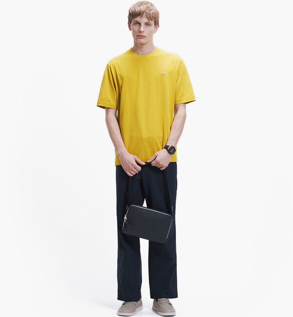 LACOSTE「二層構造 消臭 速乾 UVカット ワンポイント アウトラインロゴクルーネック半袖Tシャツ」|Tシャツ・カットソー|