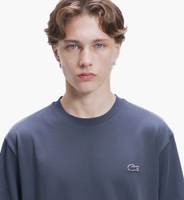 LACOSTE「二層構造 消臭 速乾 UVカット ワンポイント アウトラインロゴクルーネック半袖Tシャツ」|Tシャツ・カットソー|