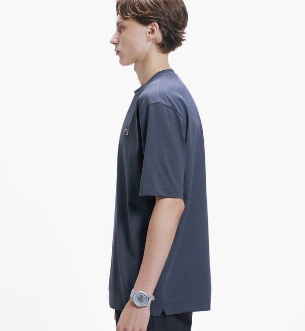 LACOSTE「二層構造 消臭 速乾 UVカット ワンポイント アウトラインロゴクルーネック半袖Tシャツ」|Tシャツ・カットソー|