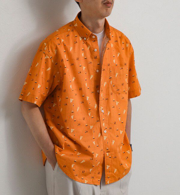 NOLLEY'S goodman「総柄BDシャツ 26SS」|シャツ・ブラウス|オレンジ系その他