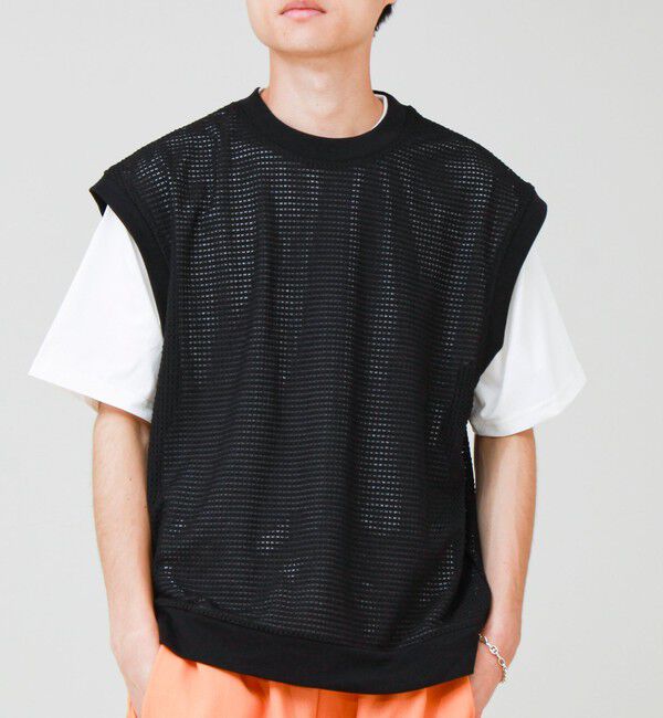 GLOSTER「【2点セット】メッシュベスト アンサンブルTEE」|Tシャツ・カットソー|ブラック