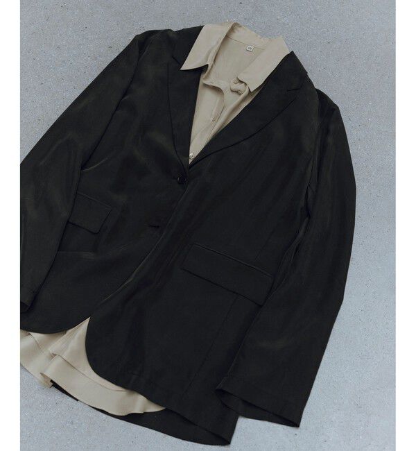 SALON adam et rope'「[26SS]GENTLE SILK ジャケット / セットアップ対応・洗える」|テーラードジャケット|ブラック(01)