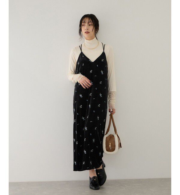 VIS「前後2WAYカラー刺繍ベロアキャミワンピース」|ワンピース|
