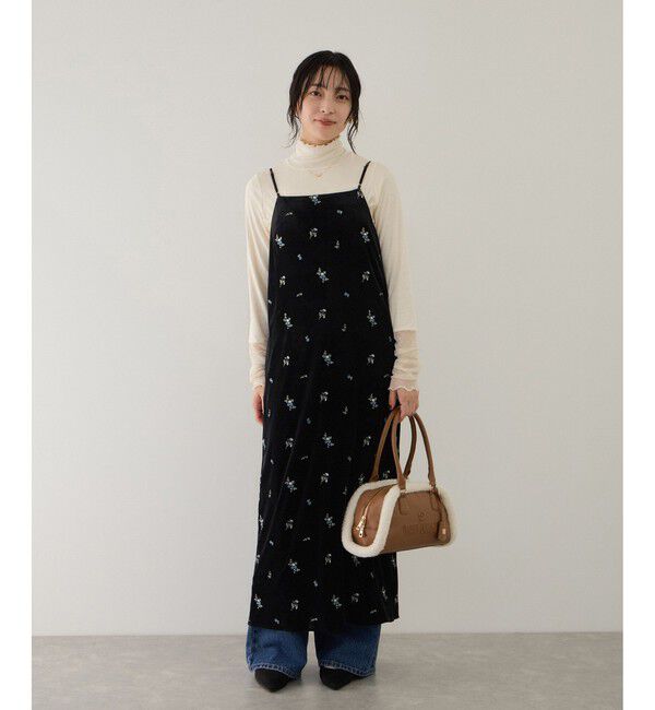 VIS「前後2WAYカラー刺繍ベロアキャミワンピース」|ワンピース|