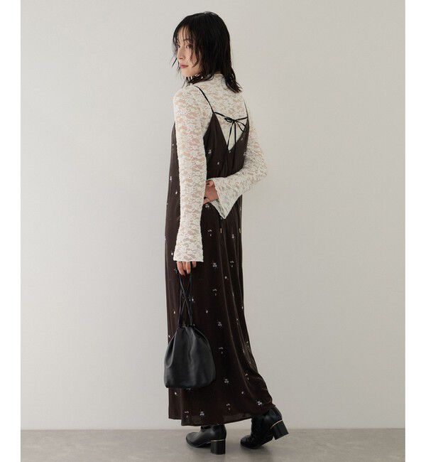 VIS「前後2WAYカラー刺繍ベロアキャミワンピース」|ワンピース|