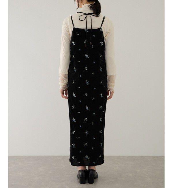 VIS「前後2WAYカラー刺繍ベロアキャミワンピース」|ワンピース|