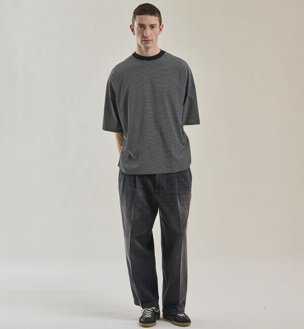 handvaerk「handvaerk | 60/2 クルーネック半袖Tシャツ STRIPE MEN」|Tシャツ・カットソー|
