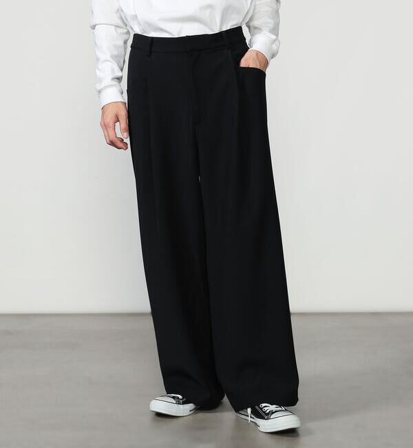GYMPHLEX「Gymphlex | タック ワイドイージーパンツ MEN」|チノ|BLACK
