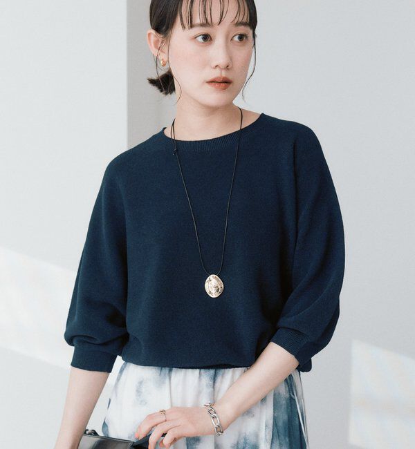  「【柔らかな立体感のある袖が魅力】ハーフバルーンスリーブニット」|ニット・セーター|