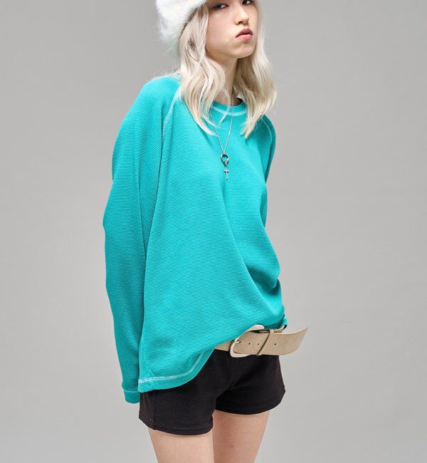  「【Sourcream】ワッフルラグラン配色ステッチL/STEE」|Tシャツ・カットソー|