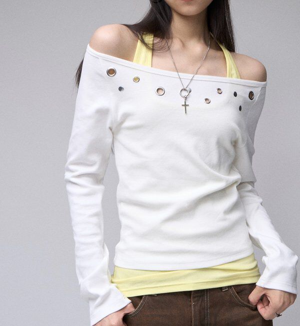  「【WEB限定/26AW新色あり】アイレットオフショルトップス」|Tシャツ・カットソー|