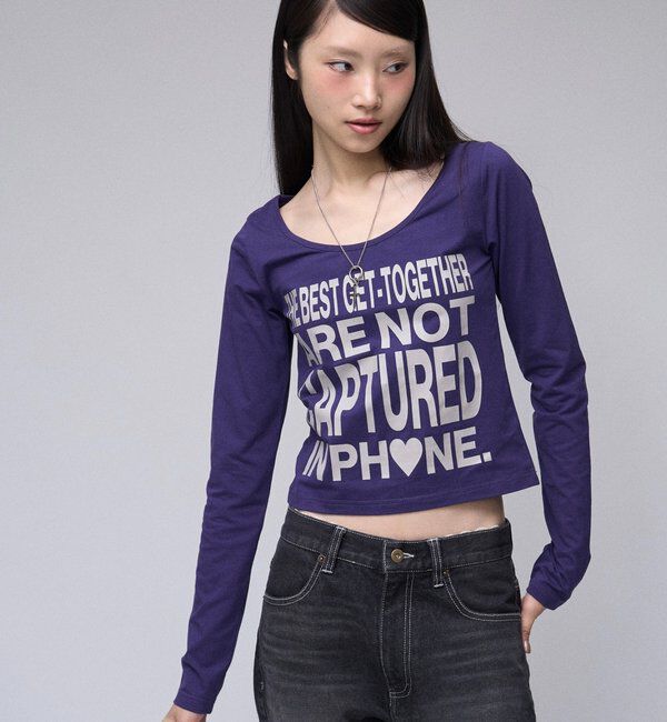  「【WEB限定】メッセージL/Sトップス」|Tシャツ・カットソー|