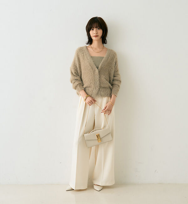 Rouge vif「【2点セット】ファーニットカーデ&times;リブニットキャミ アンサンブル」|カーディガン|