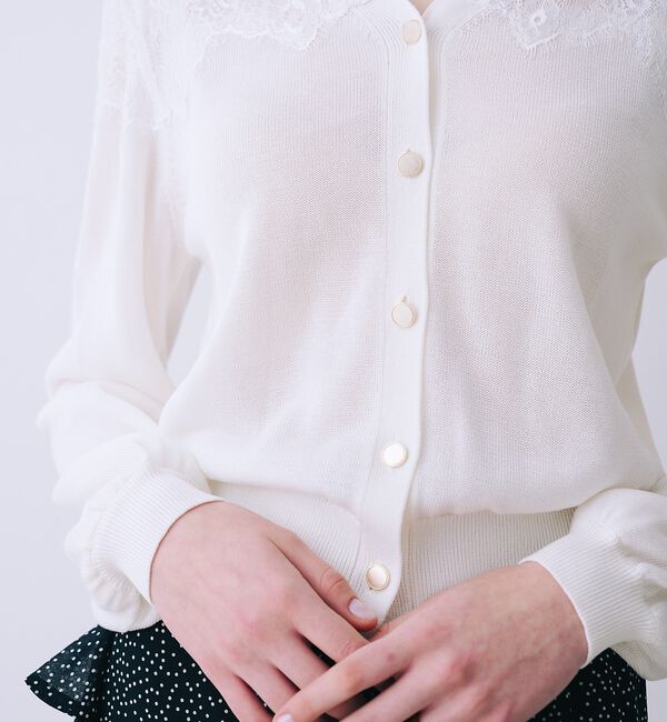 SELFIST「レースショルダーニットカーディガン」|カーディガン|
