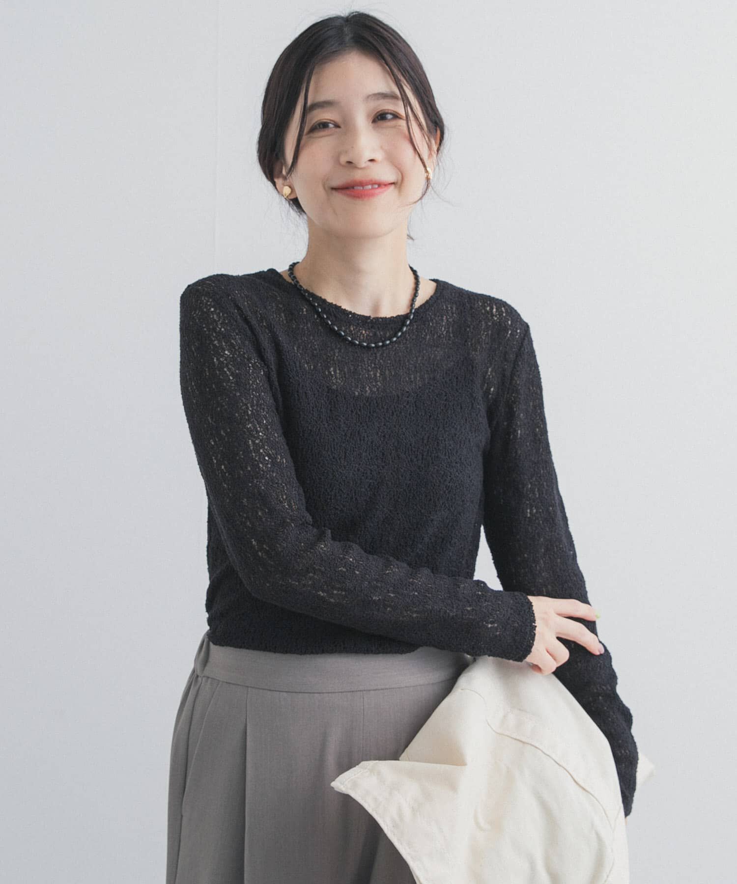 URBAN RESEARCH DOORS「カーリーラッセルレースロングスリーブTシャツ」|Tシャツ・カットソー|