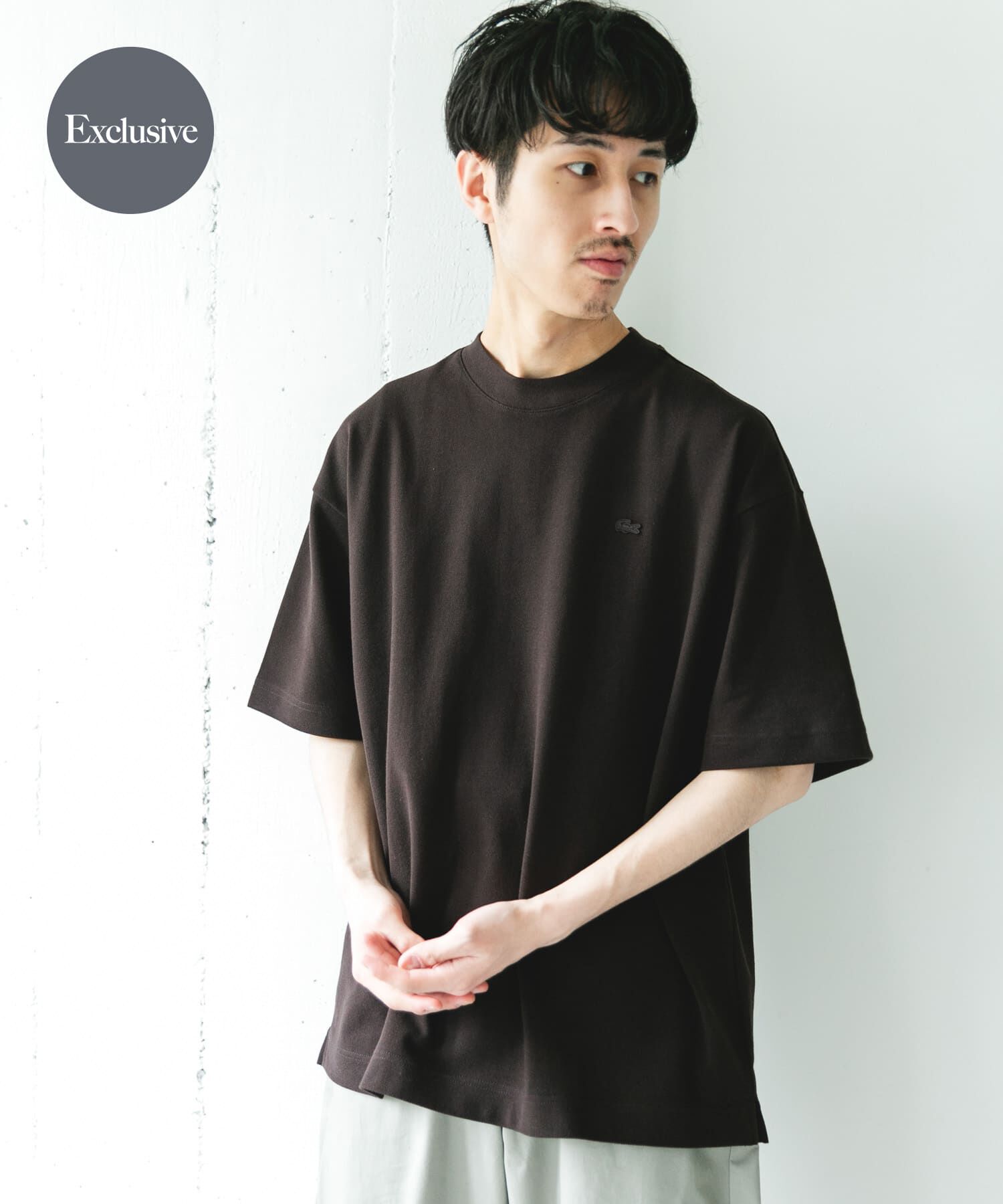URBAN RESEARCH DOORS「『別注』LACOSTE&times;DOORS　MOSS STITCH SHORT-SLEEVE T-SHIRTS」|Tシャツ・カットソー|ダークブラウン