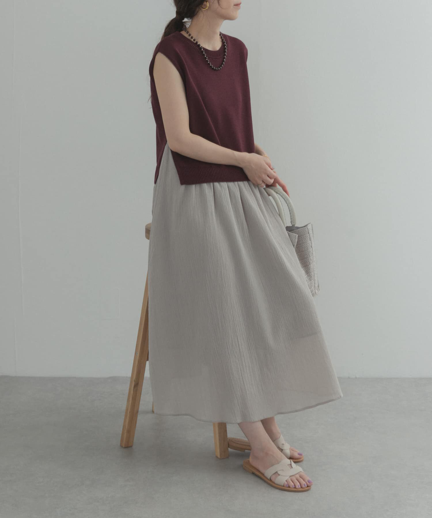 URBAN RESEARCH DOORS「『WEB限定』バイカラーニットドッキングワンピース」|ワンピース|