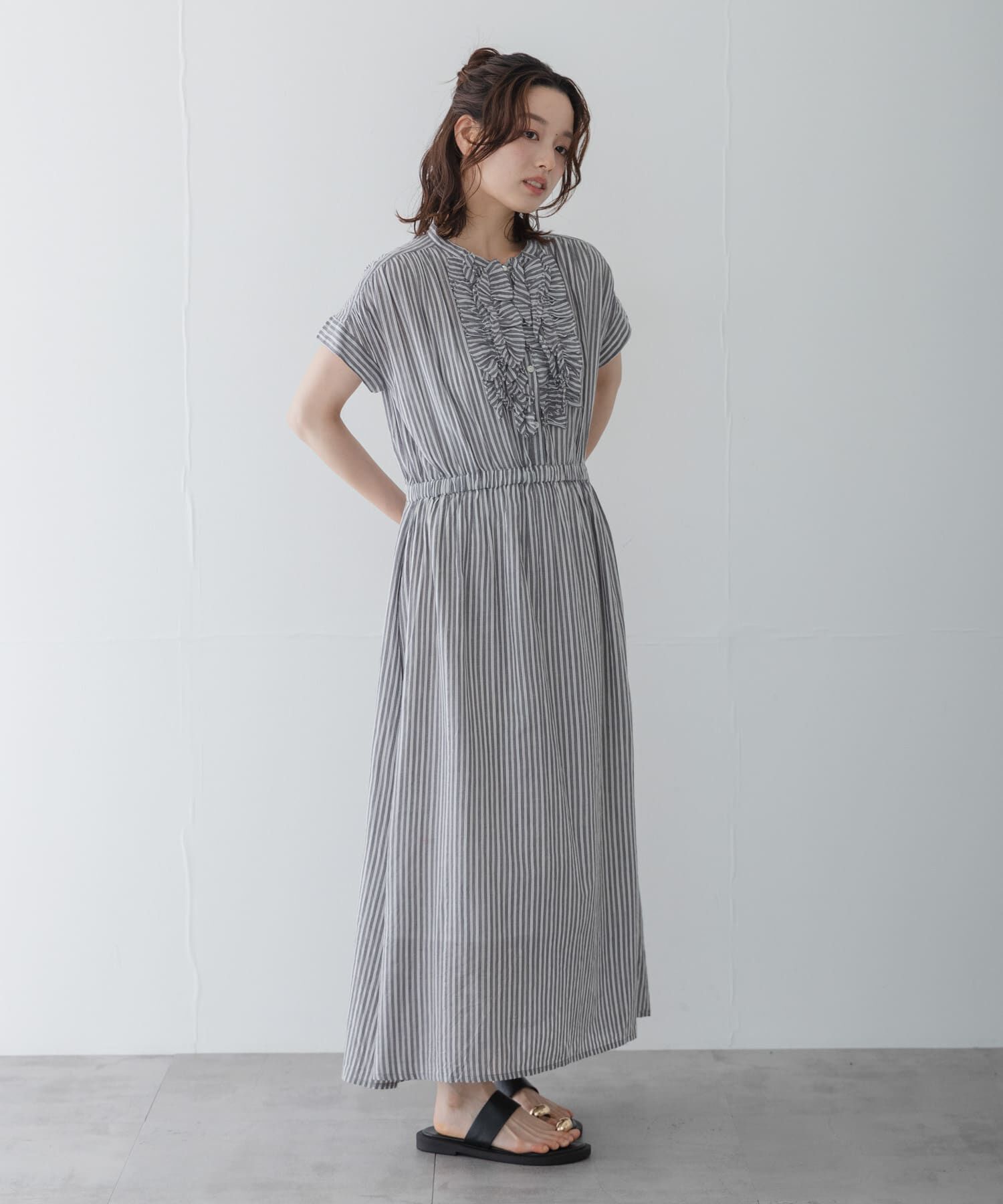 Sonny Label 「ドビーストライプフリルシャツワンピース」|ワンピース|