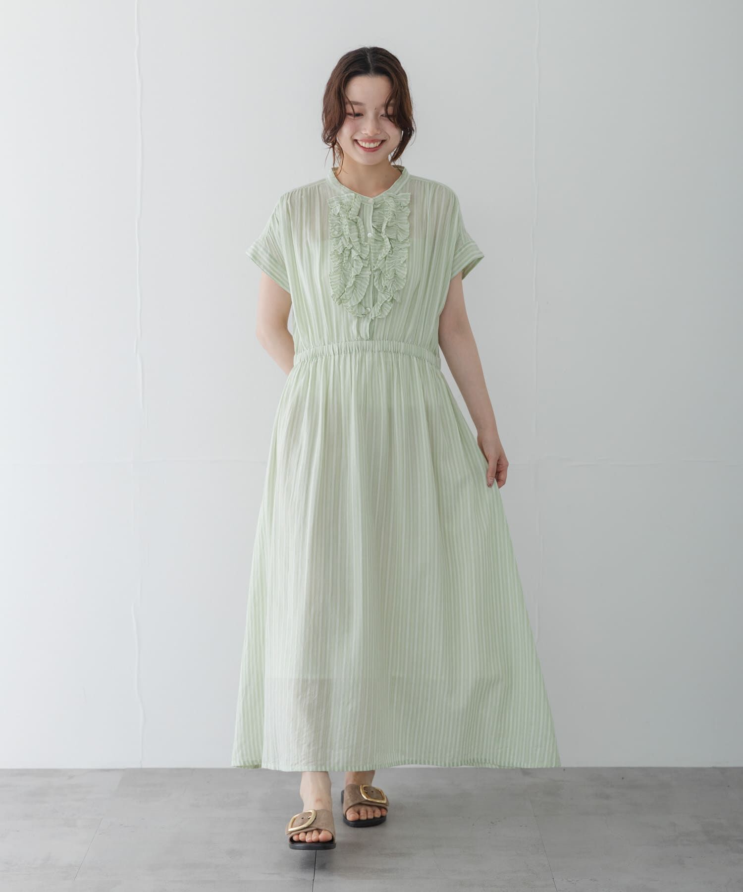 Sonny Label 「ドビーストライプフリルシャツワンピース」|ワンピース|