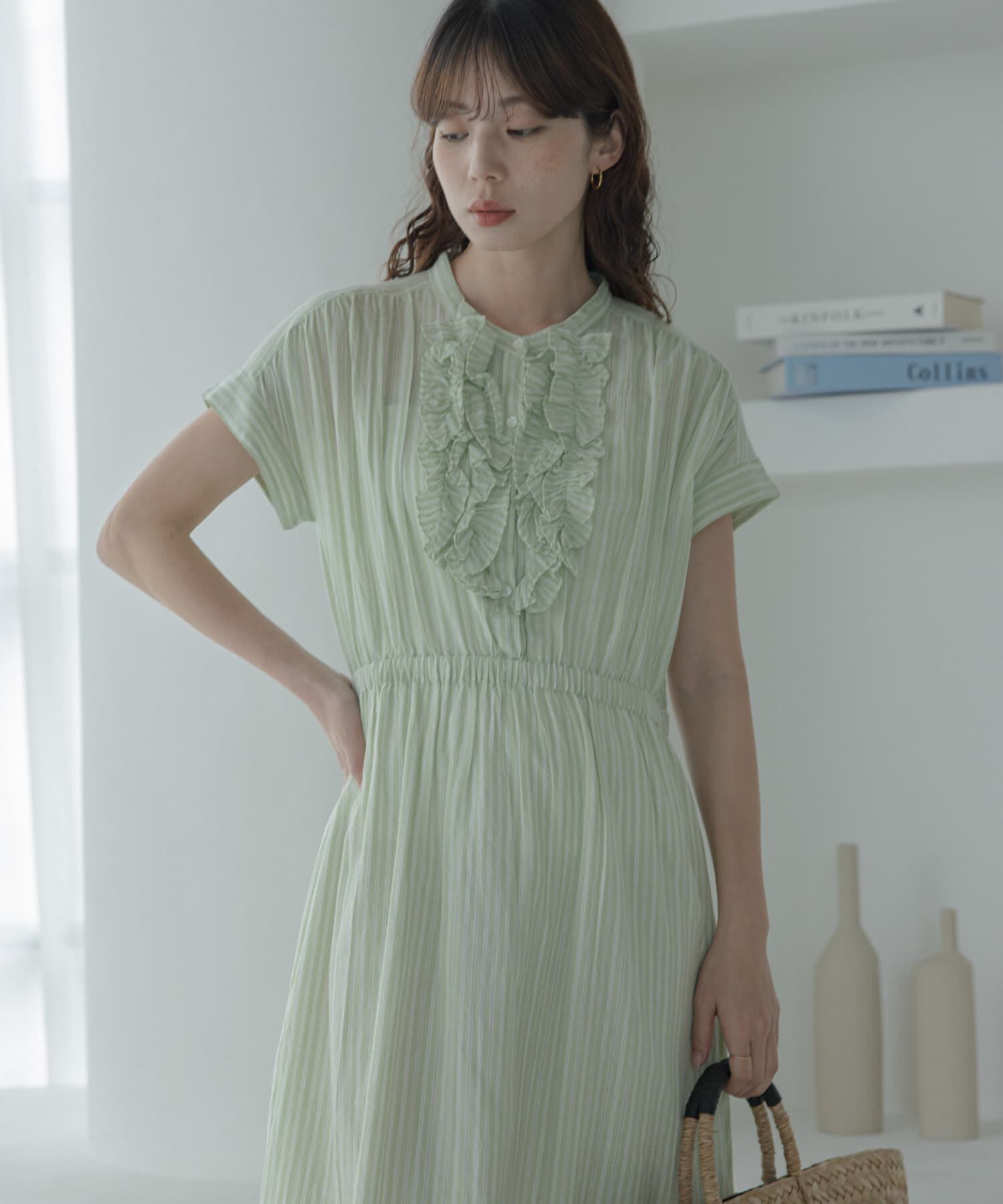 Sonny Label 「ドビーストライプフリルシャツワンピース」|ワンピース|