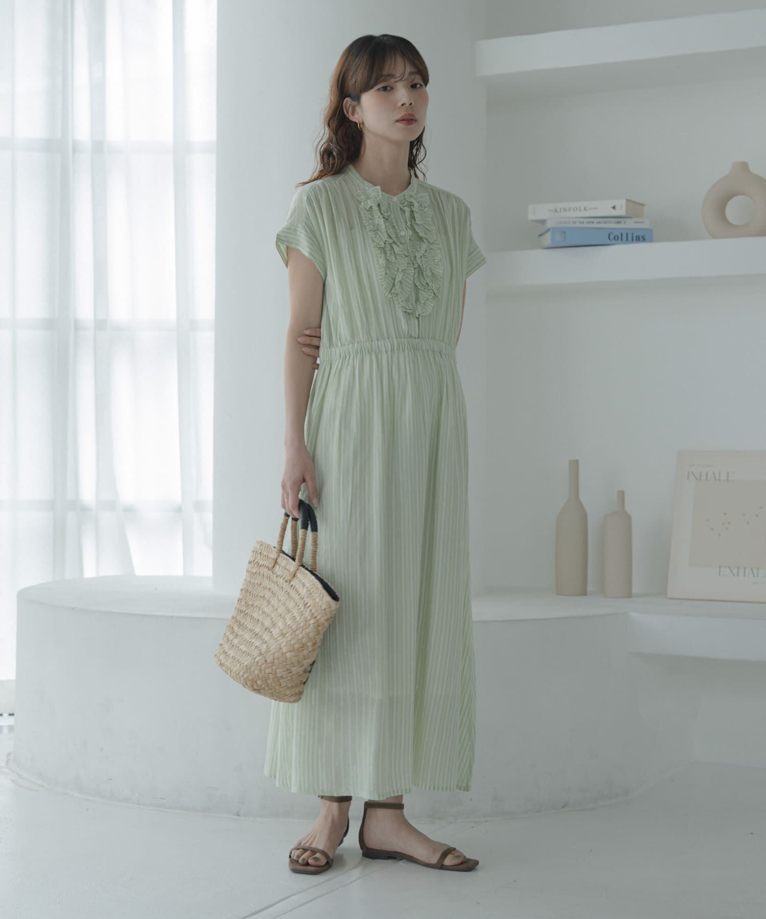 Sonny Label 「ドビーストライプフリルシャツワンピース」|ワンピース|