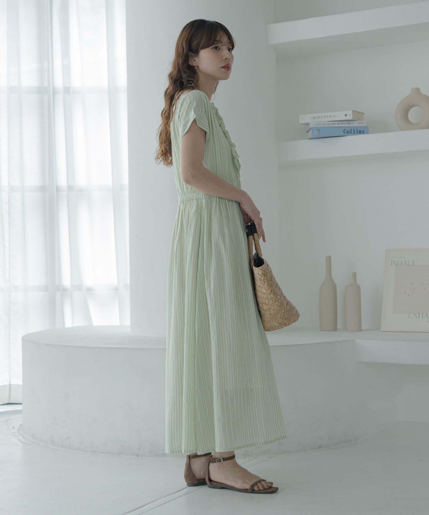 Sonny Label 「ドビーストライプフリルシャツワンピース」|ワンピース|