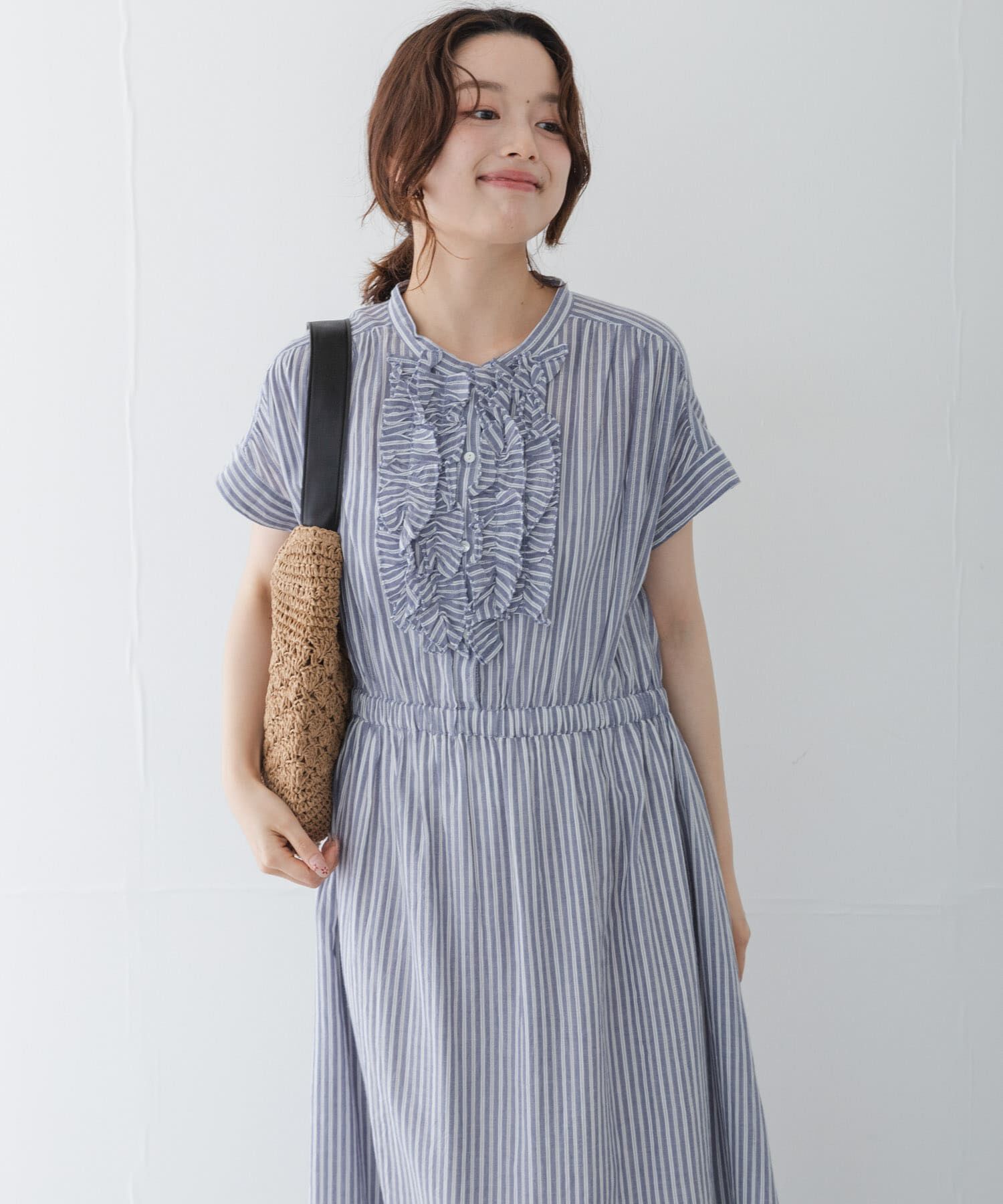 Sonny Label 「ドビーストライプフリルシャツワンピース」|ワンピース|