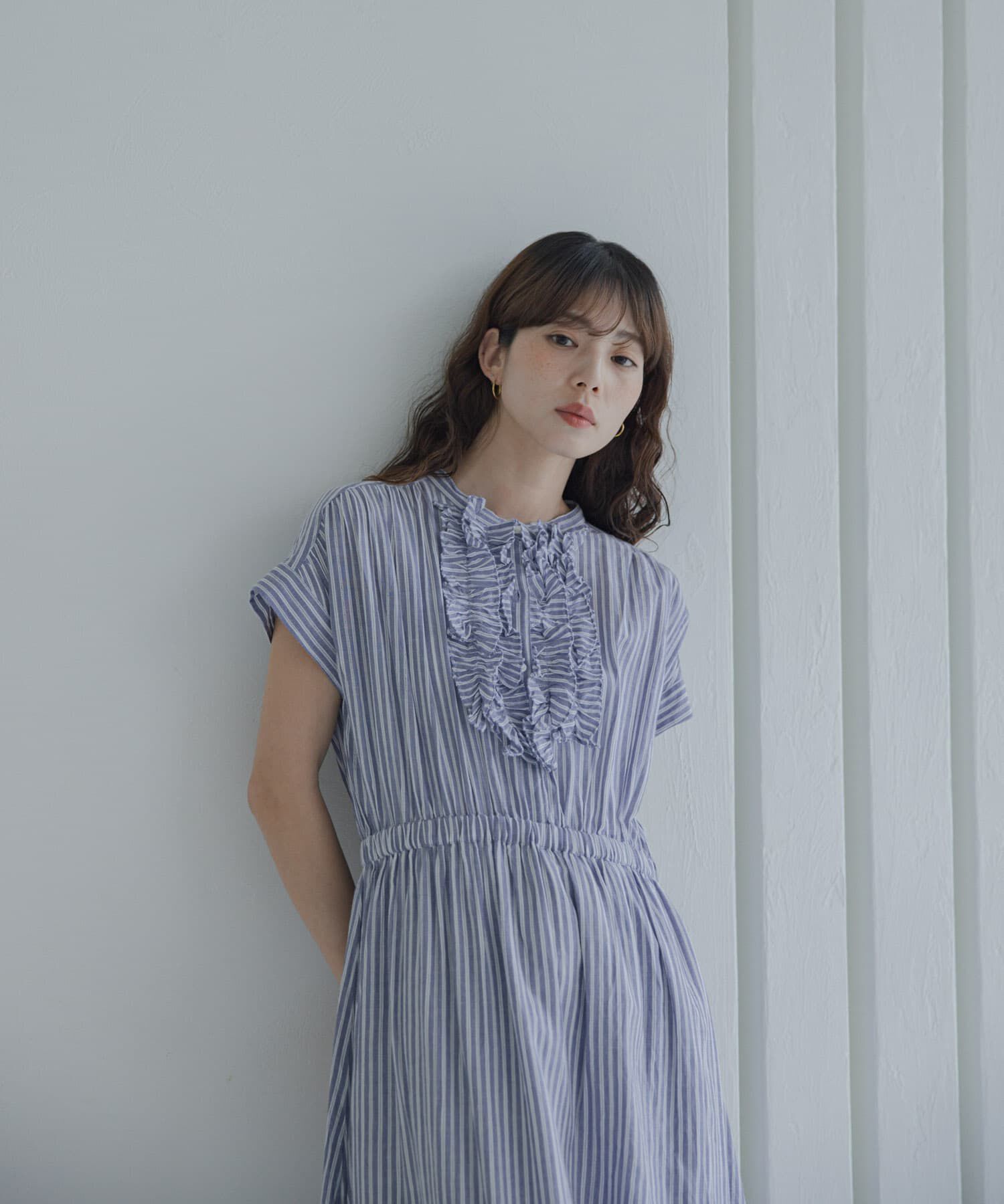 Sonny Label 「ドビーストライプフリルシャツワンピース」|ワンピース|
