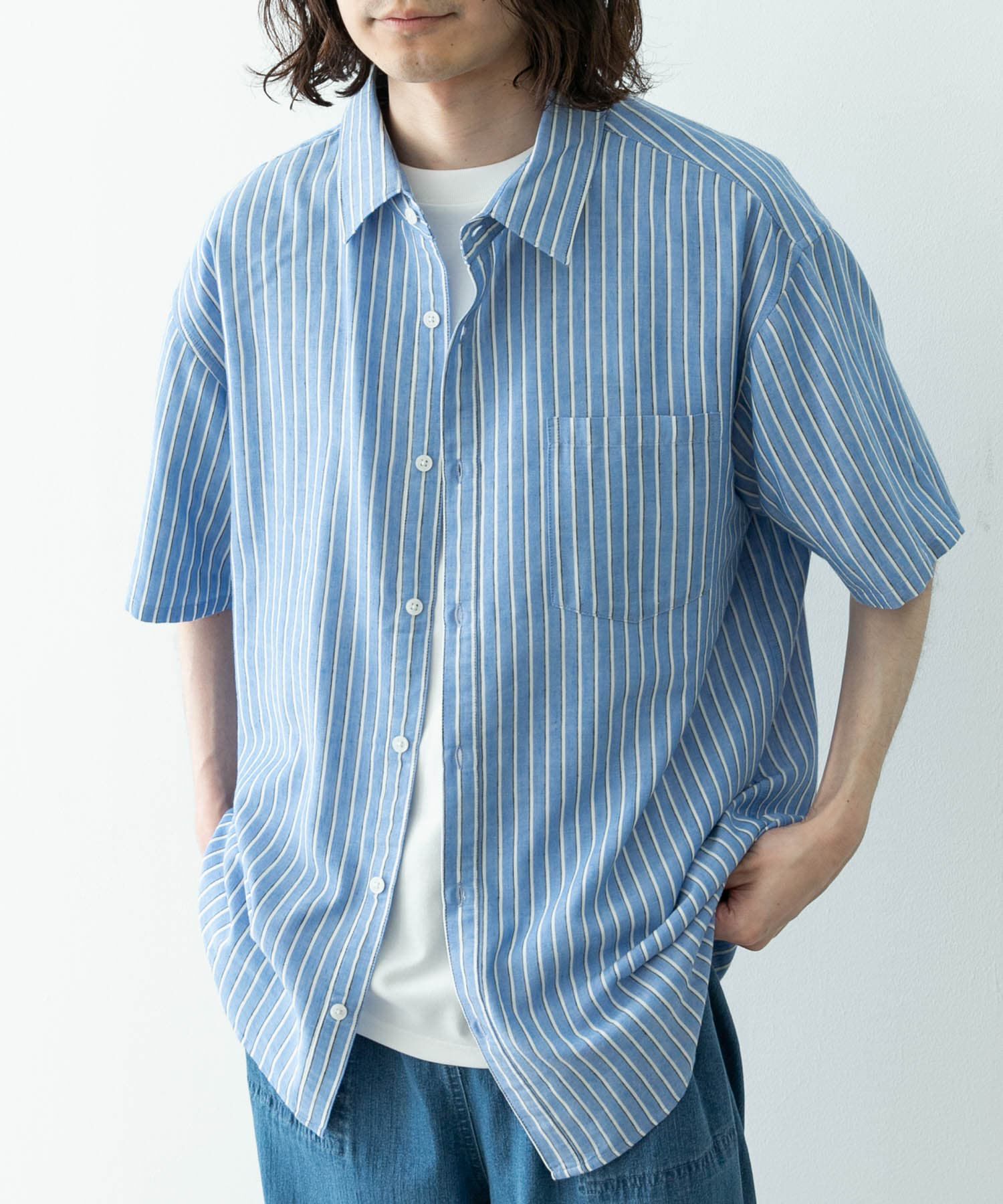 Sonny Label 「接触冷感リネン混ショートスリーブシャツ」|シャツ・ブラウス|