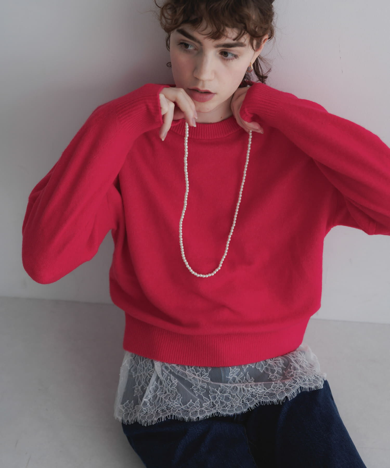 Sonny Label 「『WEB限定』ルーズフィットレースヘムロングTシャツ」|Tシャツ・カットソー|