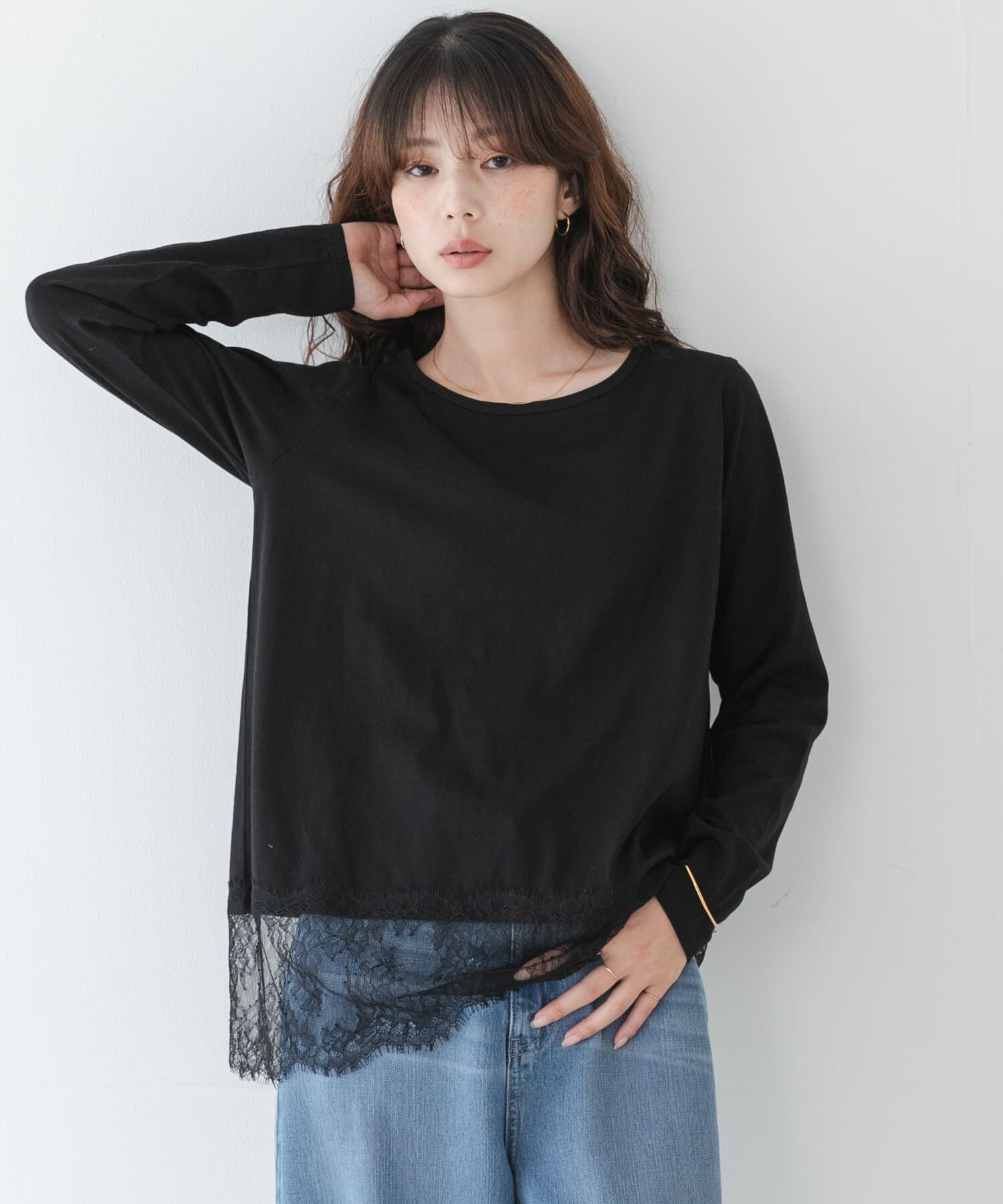 Sonny Label 「『WEB限定』ルーズフィットレースヘムロングTシャツ」|Tシャツ・カットソー|