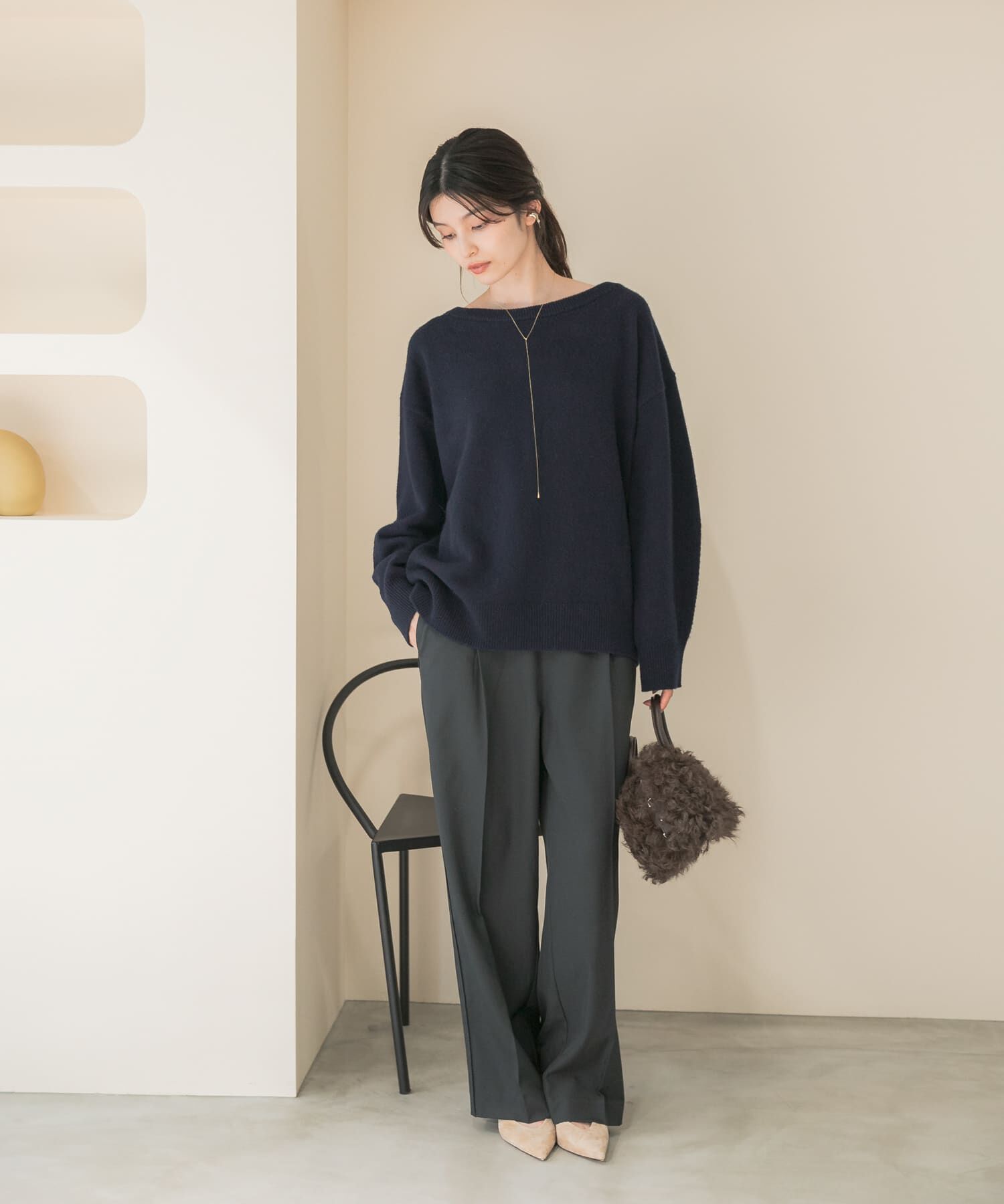 URBAN RESEARCH ROSSO「カシミヤシルクブレンドボートネックニット」|ニット・セーター|