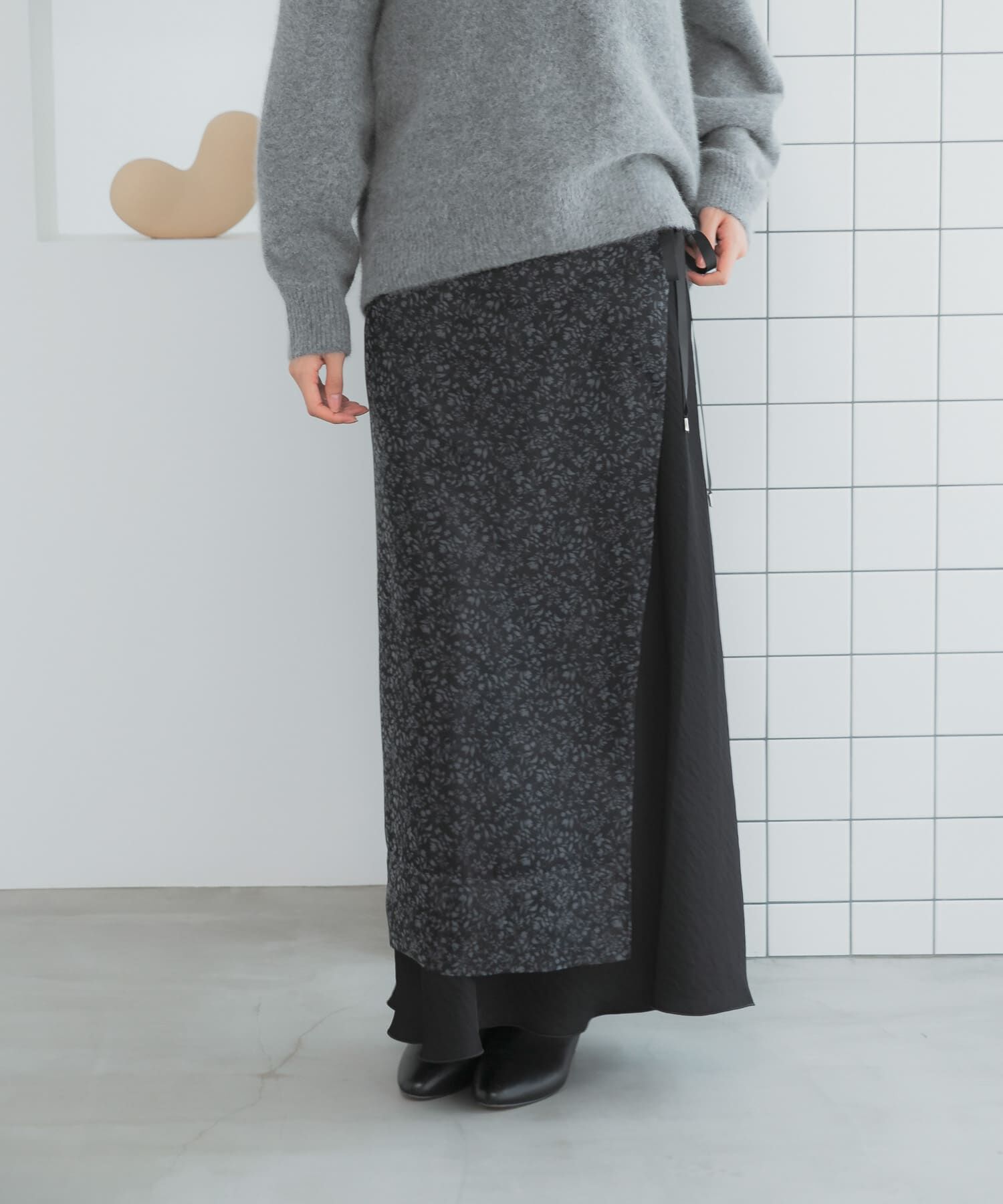URBAN RESEARCH ROSSO「スモールフラワープリントラップスカート」|スカート|