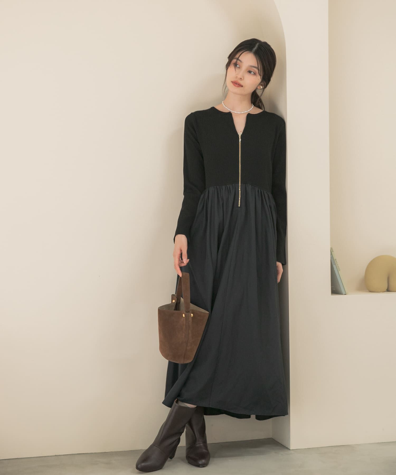 URBAN RESEARCH ROSSO「『WEB限定』キーネックドッキングワンピース」|ワンピース|