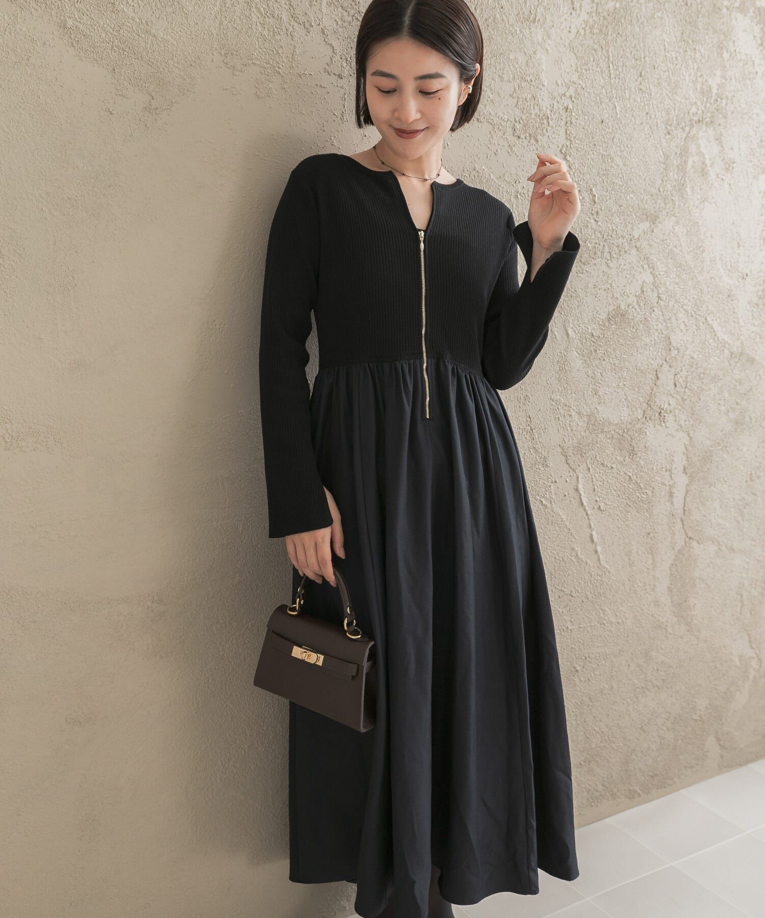 URBAN RESEARCH ROSSO「『WEB限定』キーネックドッキングワンピース」|ワンピース|