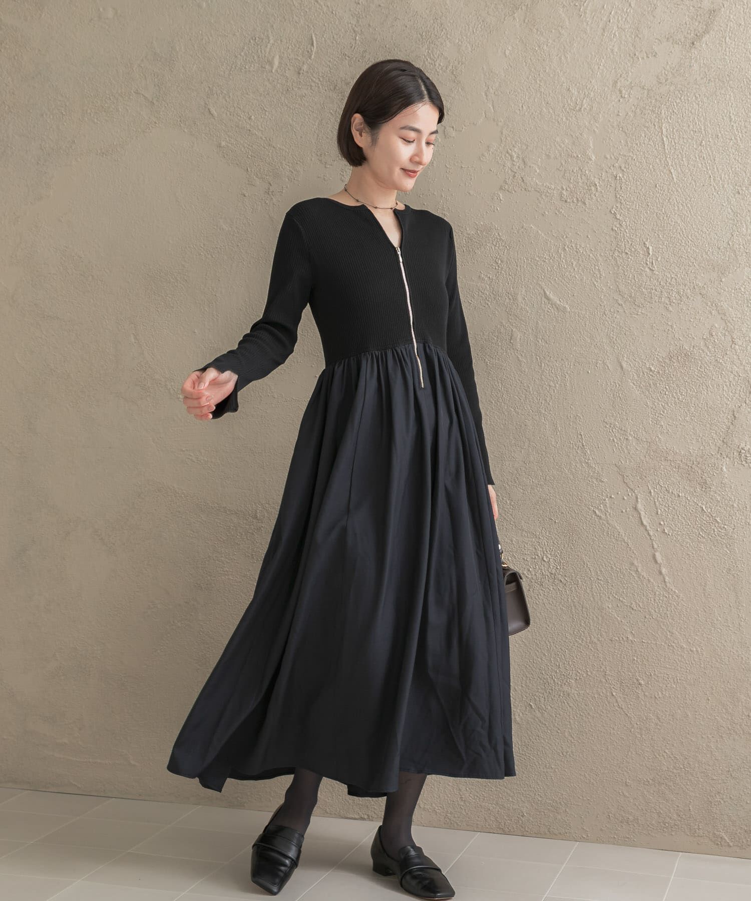 URBAN RESEARCH ROSSO「『WEB限定』キーネックドッキングワンピース」|ワンピース|