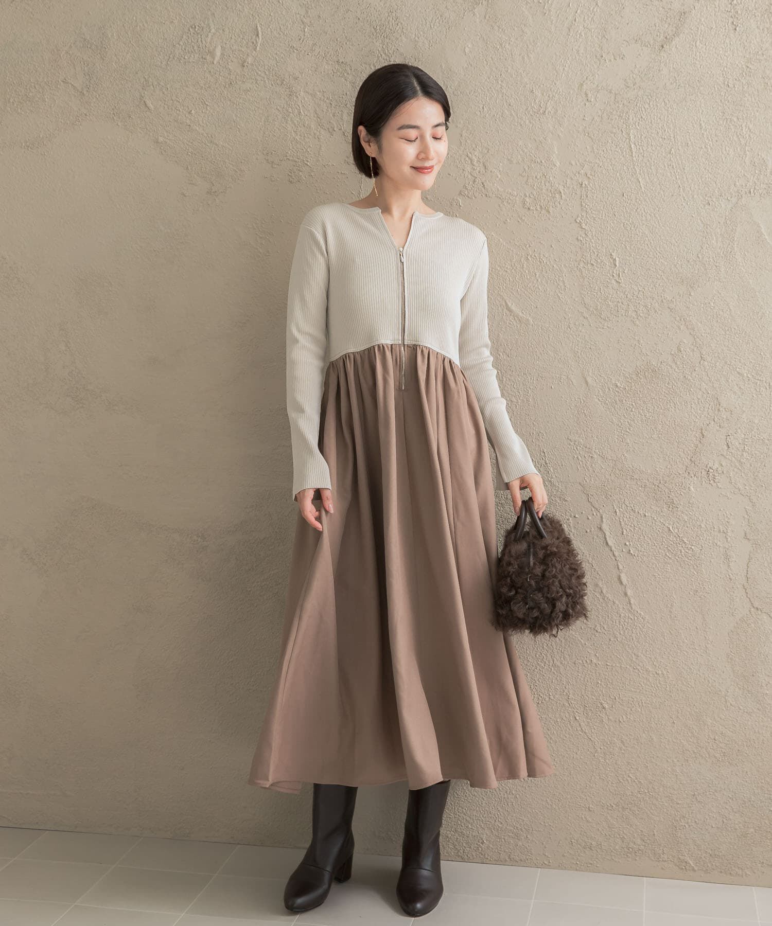 URBAN RESEARCH ROSSO「『WEB限定』キーネックドッキングワンピース」|ワンピース|