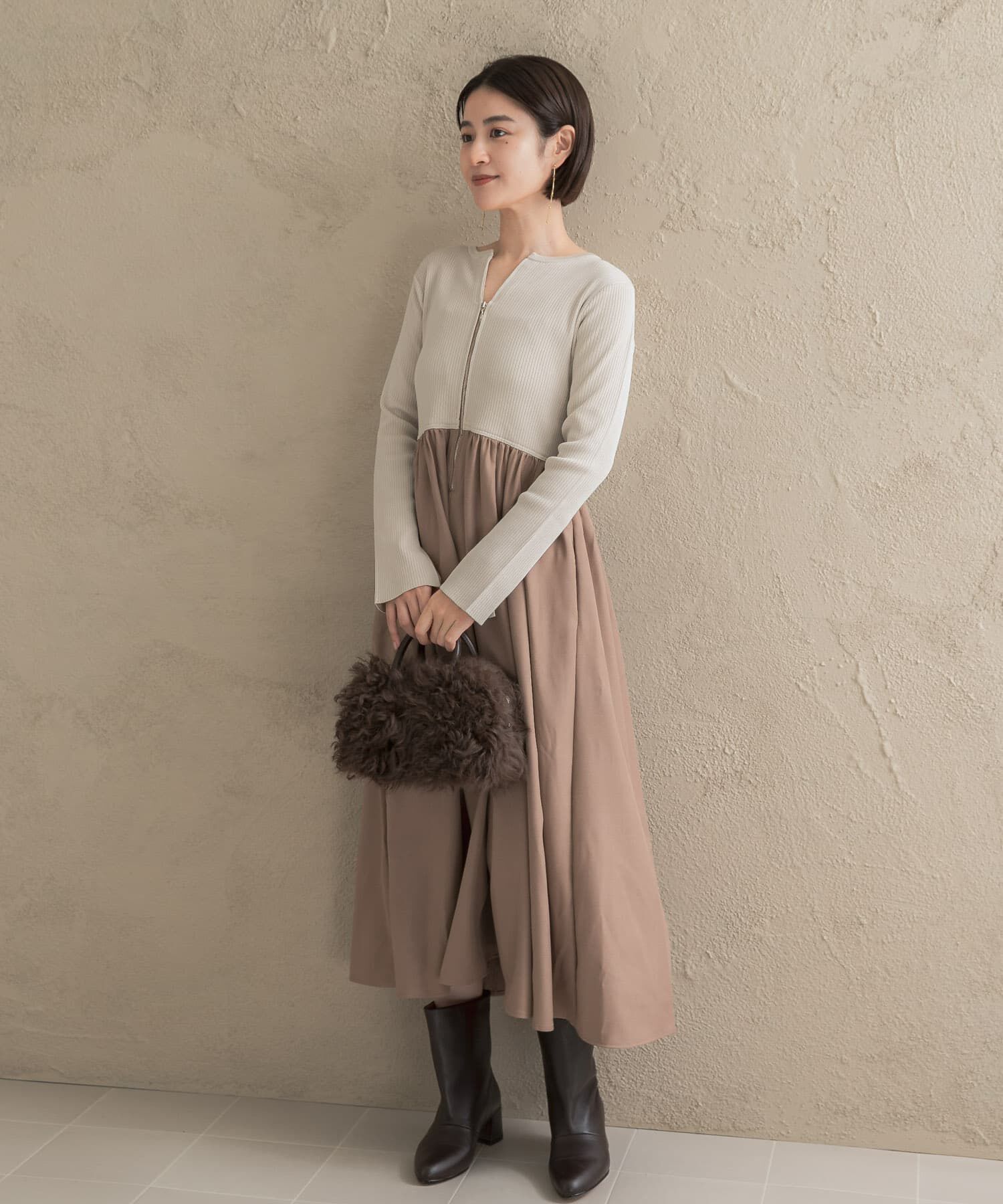 URBAN RESEARCH ROSSO「『WEB限定』キーネックドッキングワンピース」|ワンピース|