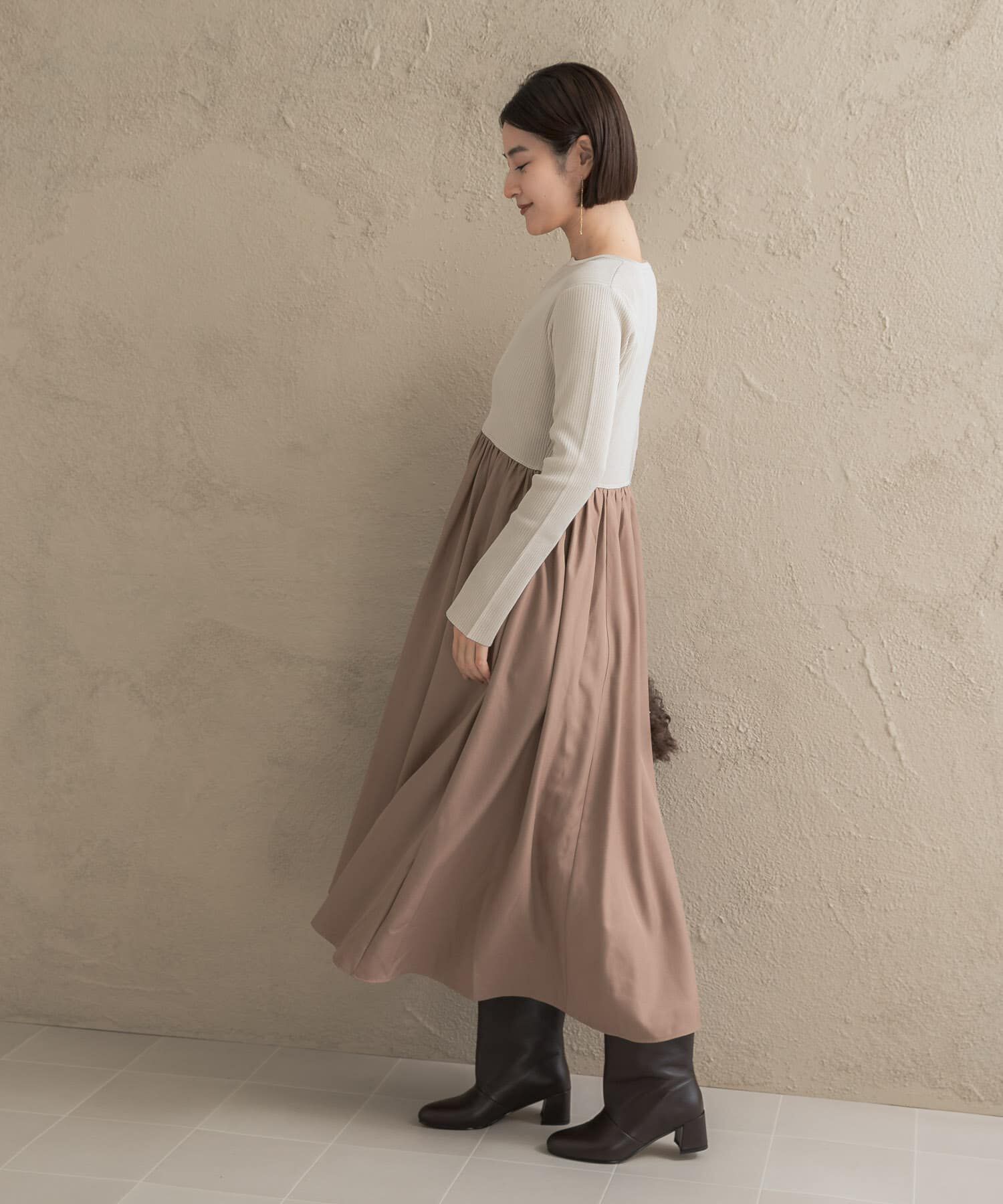 URBAN RESEARCH ROSSO「『WEB限定』キーネックドッキングワンピース」|ワンピース|